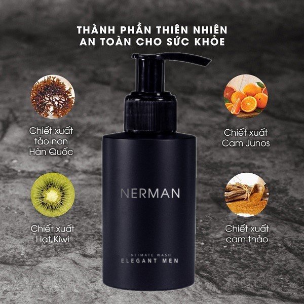 Dung Dịch Vệ Sinh Nam Giới Nerman 100ml Hương Nước Hoa Pháp Cao Cấp Nerman Men's Hygiene Solution Elegent Men Gel 100ml