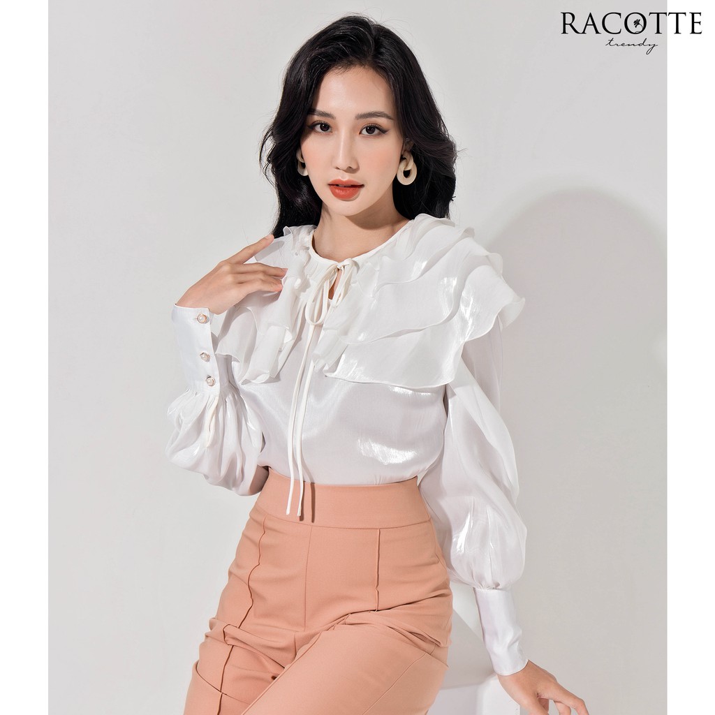 Áo kiểu nữ bèo cổ tay phồng cao cấp thiết kế RACOTTE