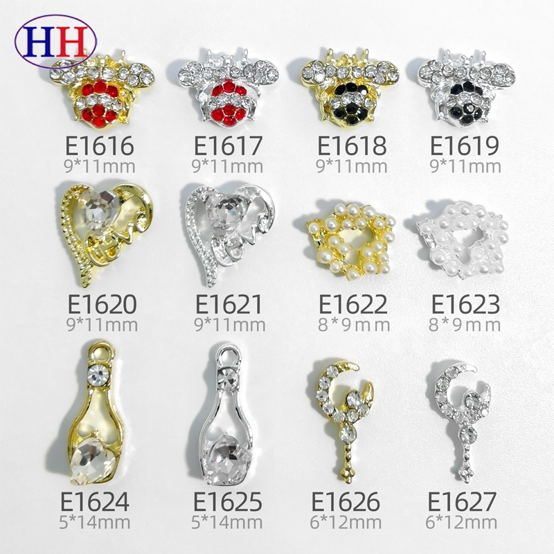 Hàng Có Sẵn Phụ Kiện Trang Trí Móng Tay Bằng Hợp Kim Cao Cấp Đính Kim Cương Sang Trọng Hình Ong Và Mặt Trăng Bán Trực Tiếp Từ