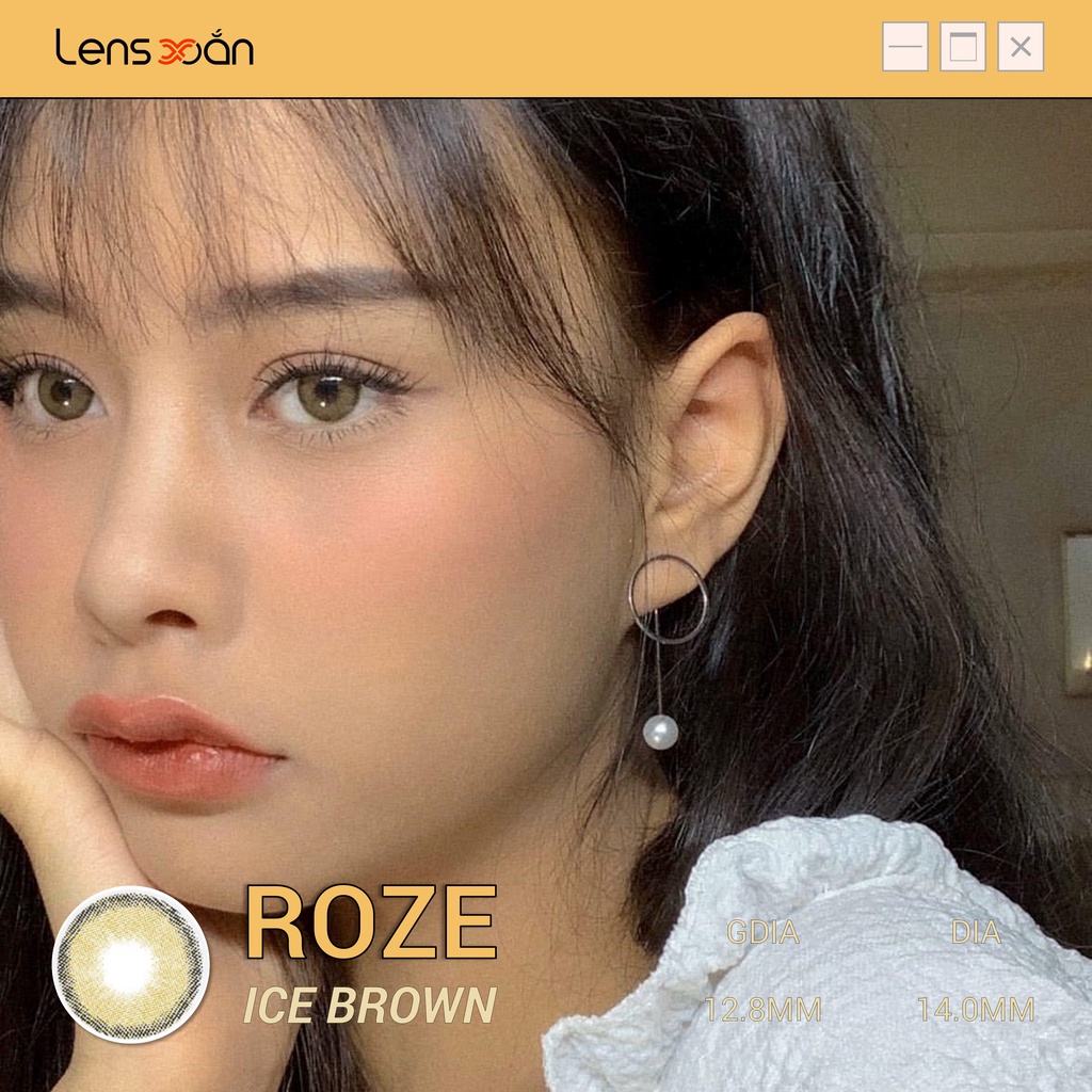 KÍNH ÁP TRÒNG ROZE ICE BROWN CỦA B.S.COR ( 6 THÁNG) : LENS NÂU RÊU VIỀN SÁNG TÂY | LENS XOẮN ( GIÁ 1 CHIẾC)