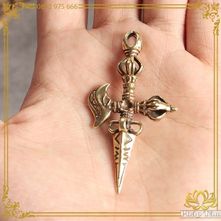 Móc Khóa Chày Phổ Ba Kết Hợp Rìu Kim Cương Mật Tông Đồng Nguyên Khối - Tâm Phong Thủy