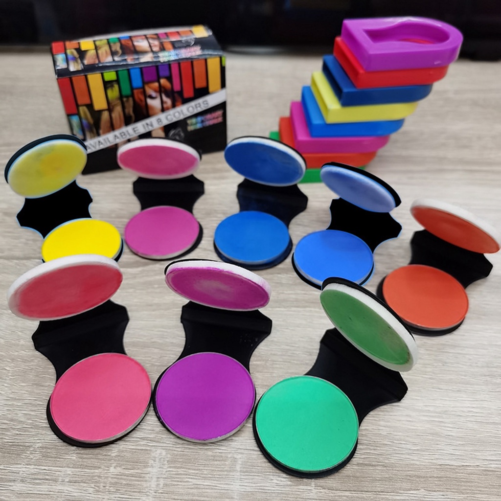 [Hàng mới về] Bộ 8 hũ phấn nhuộm tóc tạm thời 3g tan trong nước dùng một lần nhiều màu sắc giúp tự tạo kiểu tóc