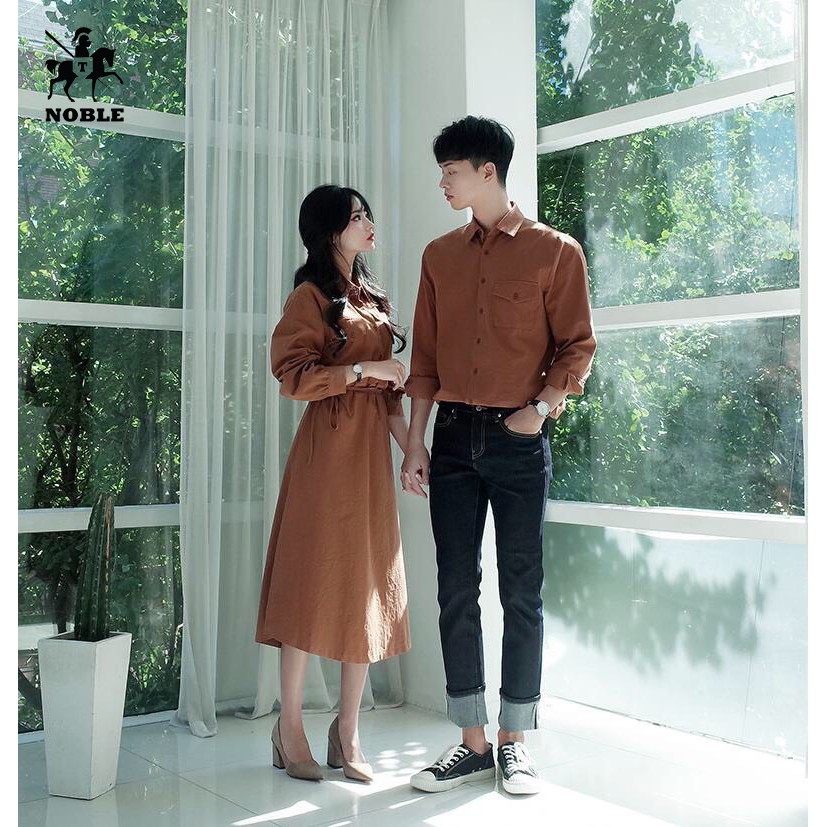 [Freeship] Set đồ đôi áo sơ mi nam đầm nữ cực xinh couple thời trang Noble TN14 (kèm ảnh thật)