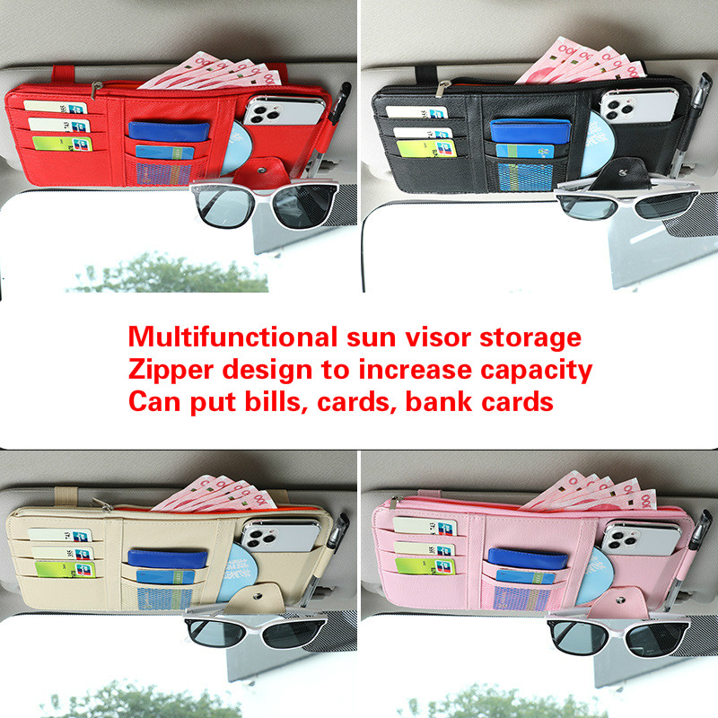 Túi đựng thẻ đa năng bằng pu gắn tấm che nắng xe hơi