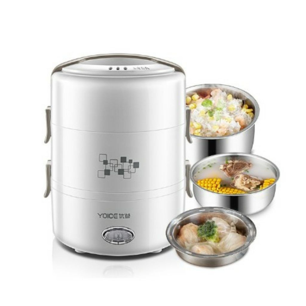 (Chính hãng YOICE) Hộp cơm cắm điện YOICE KR 312- Khay inox 304, 3 tầng nhỏ gọn, Hâm nóng và giữ nhiệt- KARA 312 | BigBuy360 - bigbuy360.vn