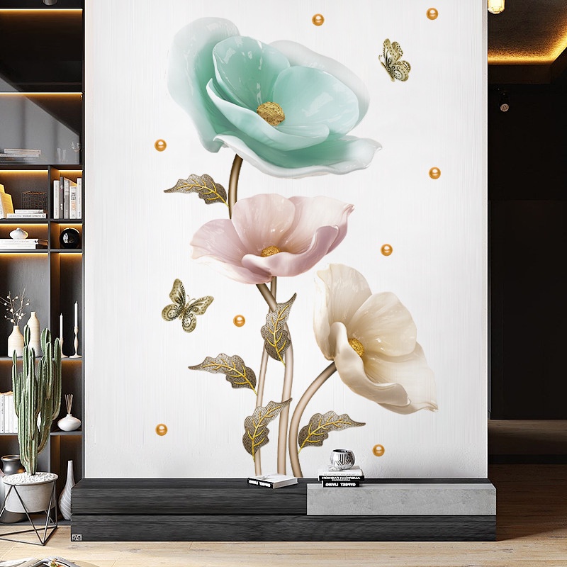 Decal dán tường hoa pha lê 3D mới