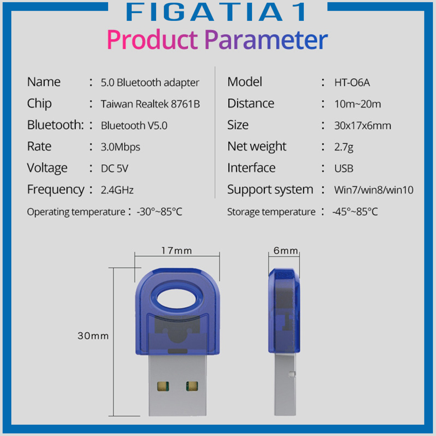 Usb Bluetooth 5.0 Không Dây Figatia1 Cho Windows 7 8 10 Pc Laptop | BigBuy360 - bigbuy360.vn