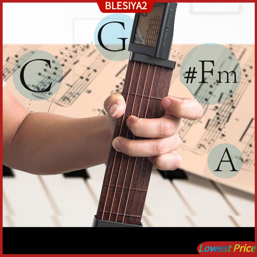 Black Pocket Guitar  Trainer Gadget Practice Tool Musical Instrument