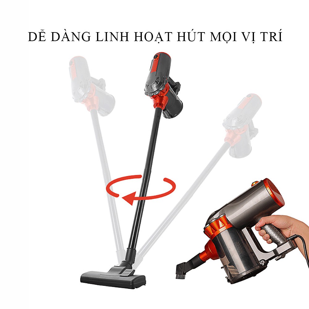 Máy hút bụi cầm tay đa năng cao cấp với nhiều đầu hút và dây cắm dài giúp bạn dọn dẹp nhanh chóng và tiện lợi. BH 2 năm.