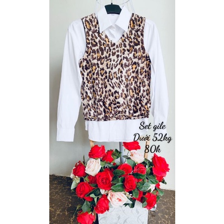 set gile mix sơ mi trắng