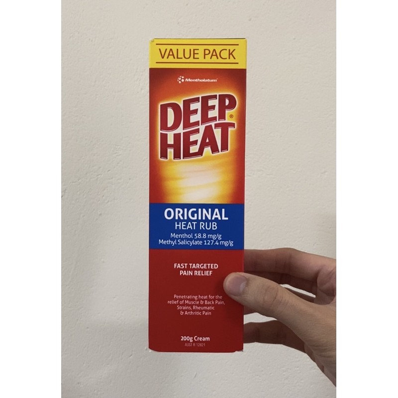 Dầu xoa bóp Deep Heat Original heat Rub Regular Relief Úc 200 gam value pack