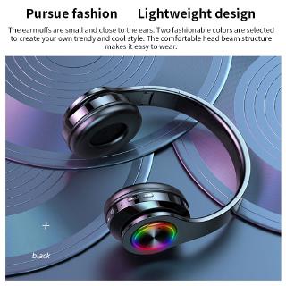 [✅COD]  LED Colorful Breathing Lights Portable Folding Wireless Bluetooth Headphones With MIC