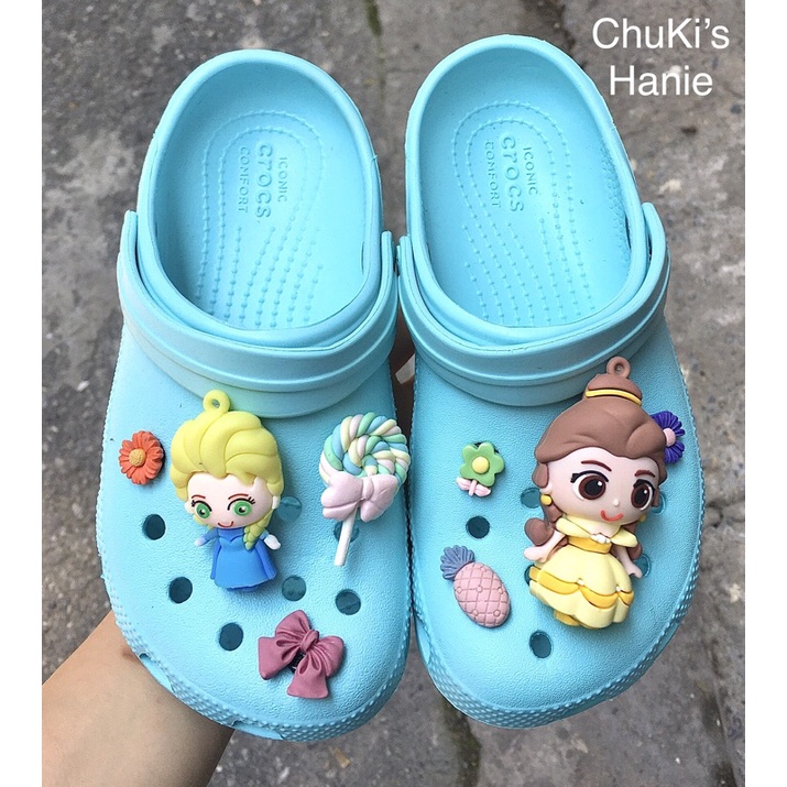 Dép Cross màu Xanh Mint gắn charm 3D xịn xò, dép sục cho mọi lứa tuổi 💓FREESHIP💓