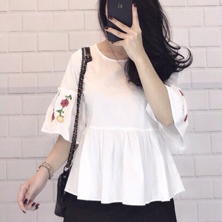 ÁO BABYDOLL ASOS THÊU HOA TAY XUẤT DƯ