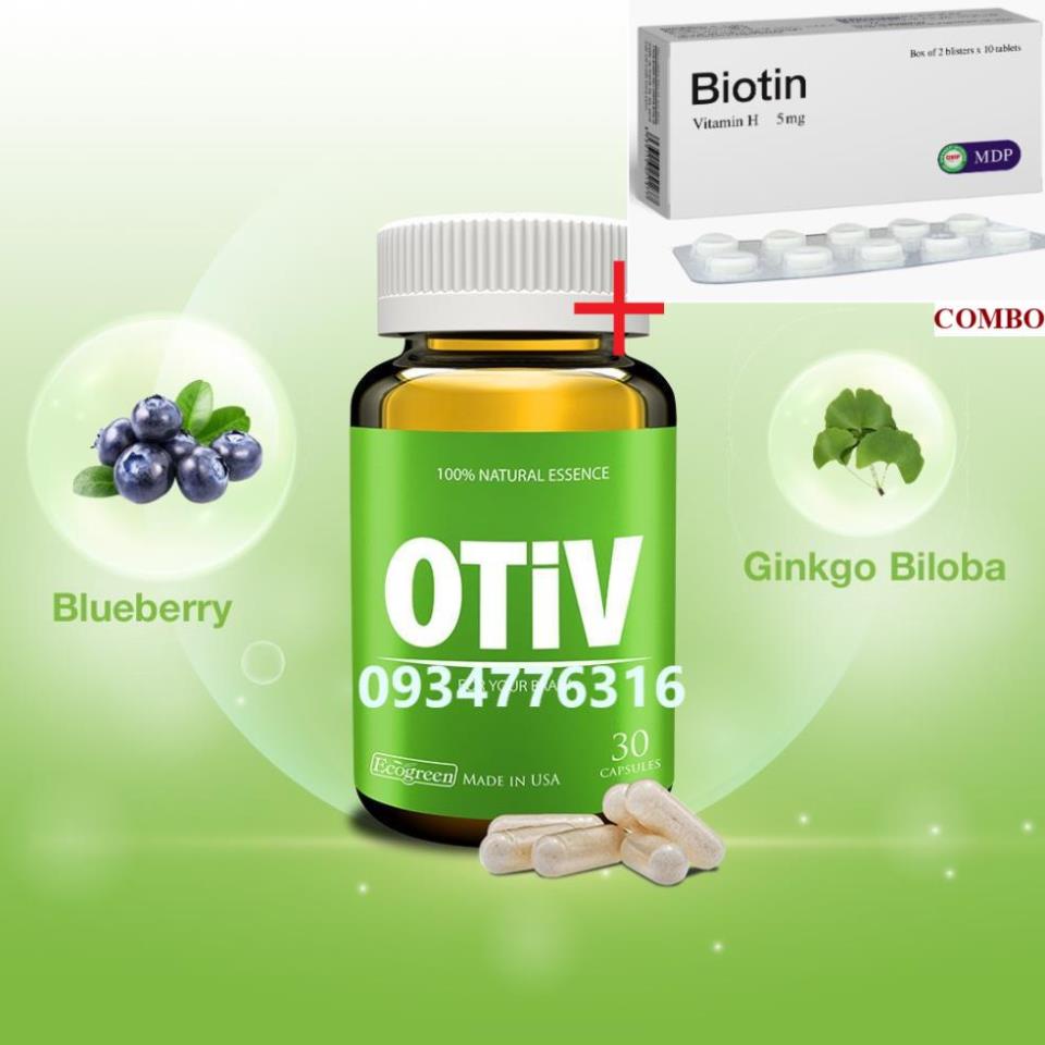 Combo Biotin 5mg+ Viên uống OTIV bổ não (15 viên)