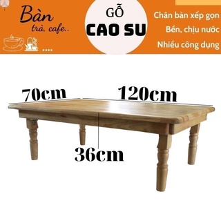 Bàn gỗ xếp gọn chân tiện 120x70x36cm (Tự nhiên)