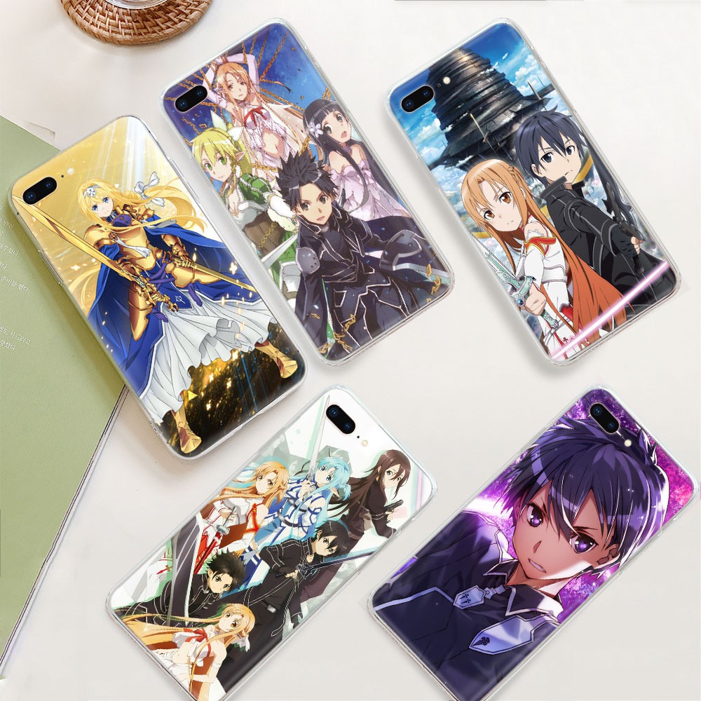 Ốp Điện Thoại Trong Suốt Họa Tiết Sword Art Online Ty133 Cho Iphone 8 7 6 6s 5 5s Se 5c 4s 4