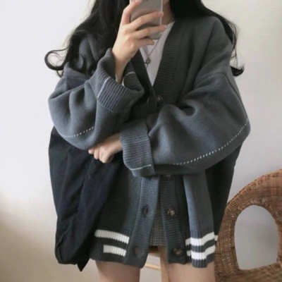 Áo khoác len cardigan nữ dáng rộng cổ chữ v ulzzang hàn quốc siêu xinh  - 051 | BigBuy360 - bigbuy360.vn