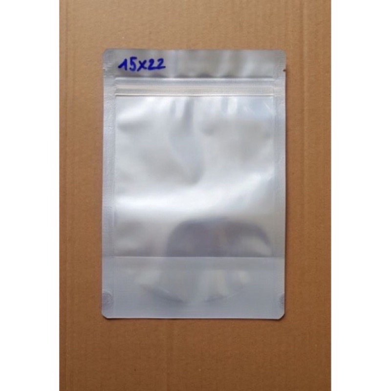 10 cái túi zip đáy đứng 1 mặt trong 1 mặt bạc size 15x22cm