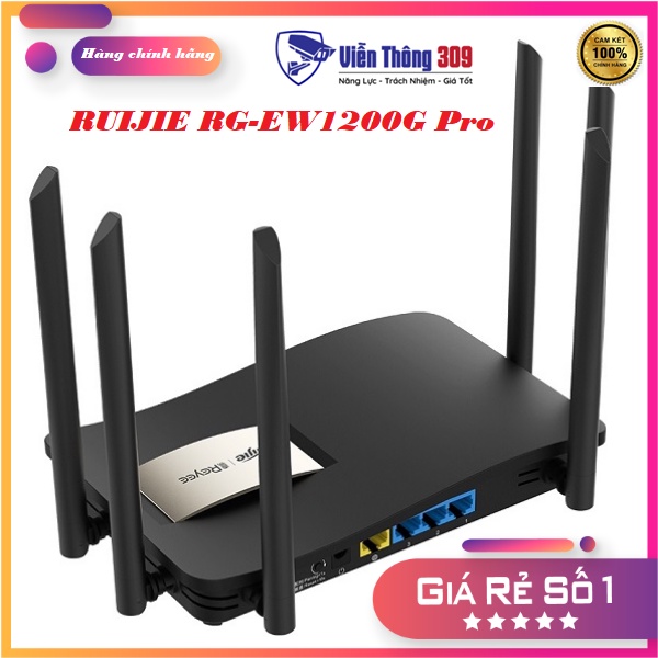 Router wifi cho gia đình RUIJIE RG-EW1200G Pro, bộ phát wifi 6 râu xuyên tường- Hàng chính hãng