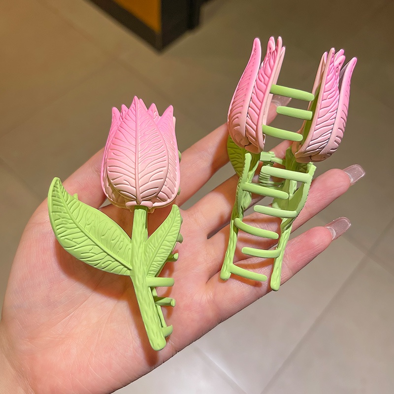 Kẹp Tóc Hình Hoa Tulip Bằng Kim Loại Cho Nữ