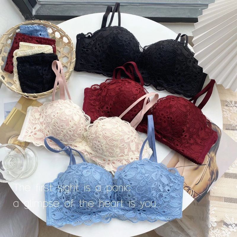 ❤Áo Ngực Ren Cúp Tròn❤Đệm Bàn Tay Không Gọng-Bo Tròn-Áo Lót