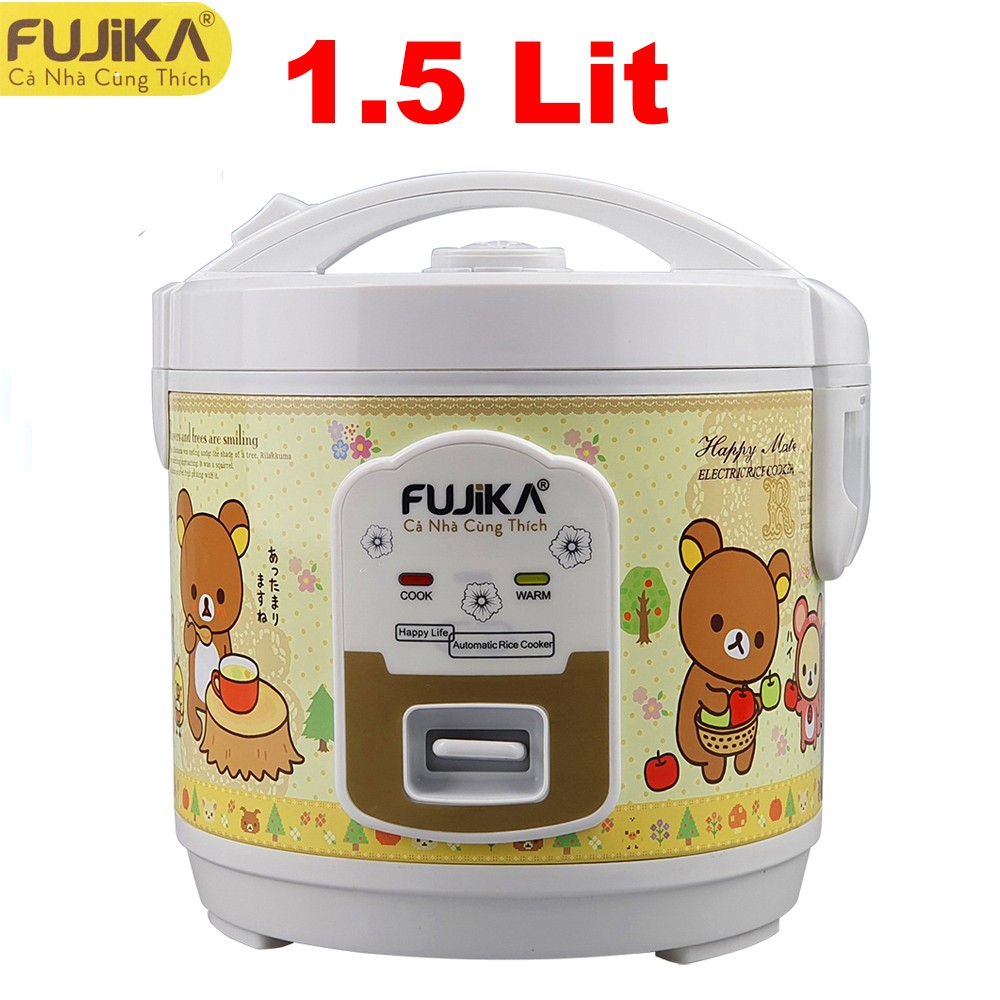 Nồi cơm điện sinh viên 1.5L Fujika FJ-NC1505 dành cho 2 - 3 người ăn - Họa tiết ngẫu nhiên