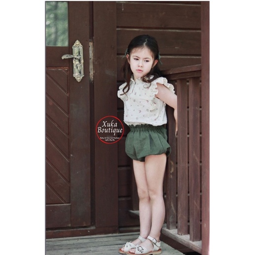 Set Quần Short Áo Hoa Tay Cánh Tiên Mùa Hè Bé Gái SOFT COTTON Cao Cấp 2022