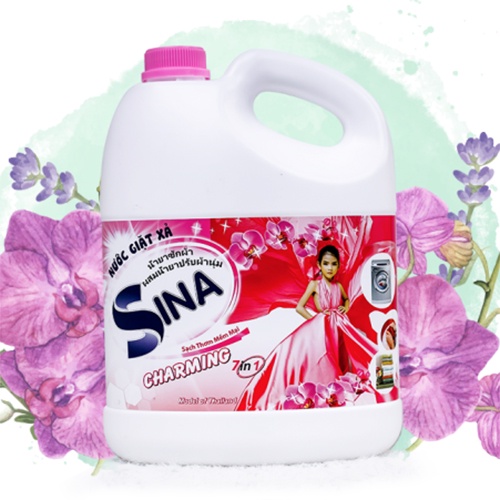 [ BÌNH TO - GIẶT THƠM, MỀM VẢI ] CAN 3000ml nước giặt xả làm mềm vải 7in1 Sina công nghệ Thái Lan (Date: 36 tháng)