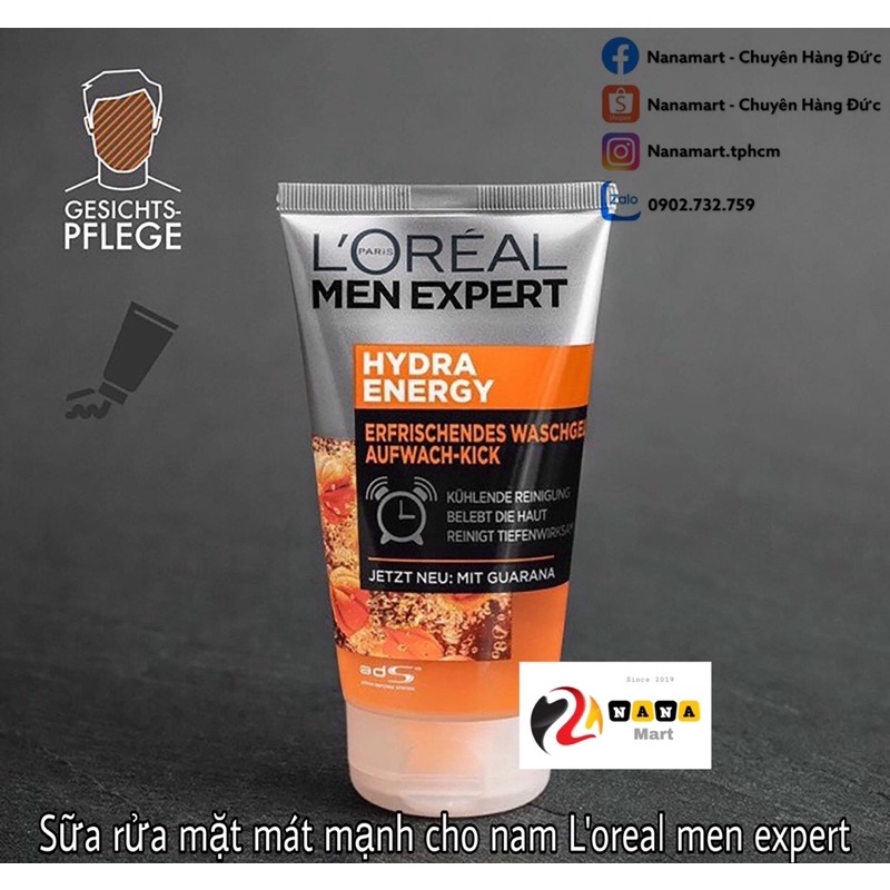 Sữa Rửa Mặt Cho Nam L’OREAL MEN EXPERT HYDRA ENERGY mát lạnh sạch nhờn 100ml