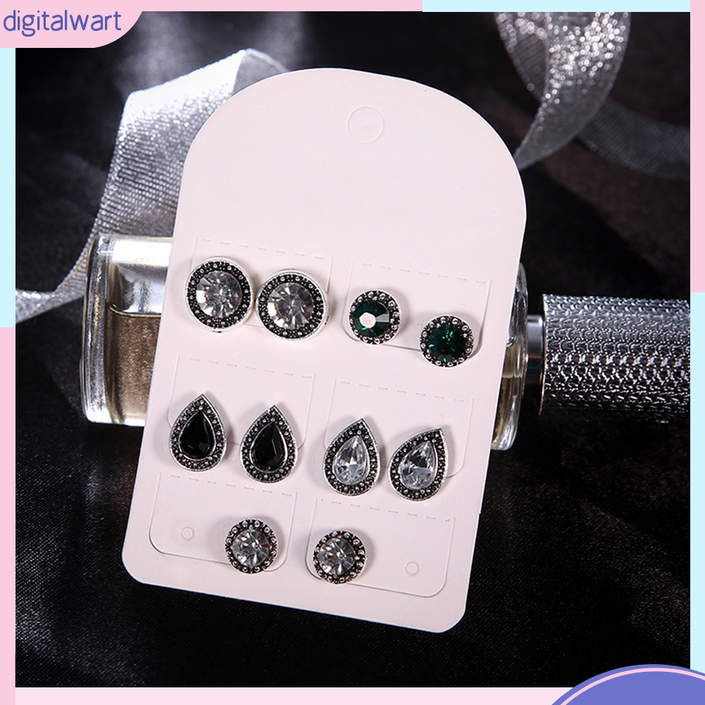 Set 5 đôi bông tai đính đá kiểu dáng thời trang trang, sang trọng cho nữ