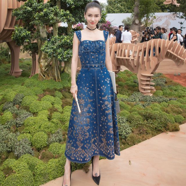 Đầm denim 2 dây Angelababy AB17062 (hàng order 10-15 ngày)