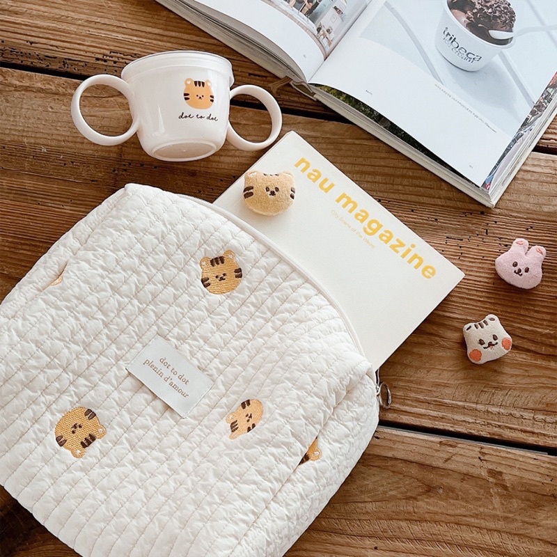 Túi thêu hoạ tiết đựng đồ cho bé, túi treo xe đẩy phong cách Hàn Quốc