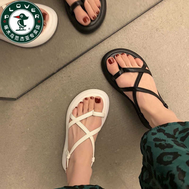 Xinng-tang-ttan Giày Sandal Đế Dày Phong Cách La Mã Retro Dễ Phối Đồ Thời Trang Mùa Hè Dành Cho Nữ