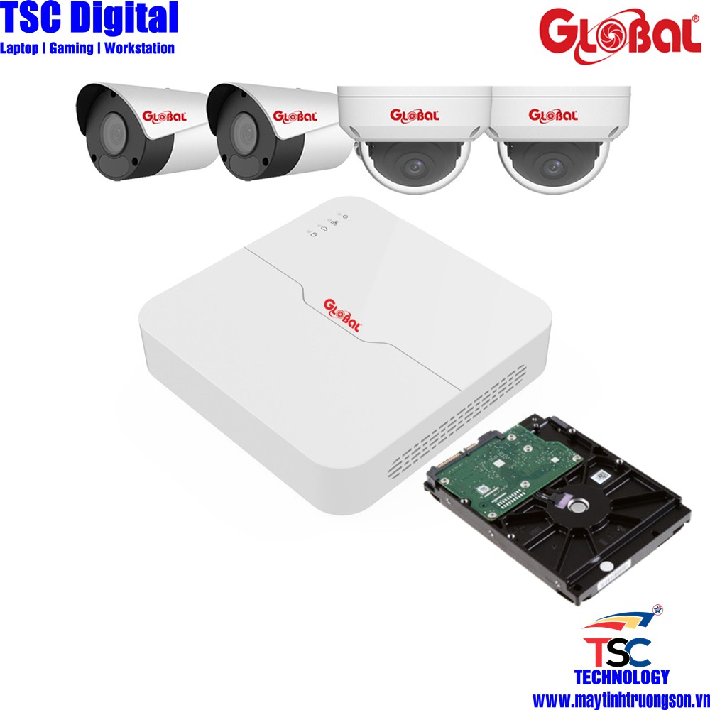 Camera Bộ Kit POE Đầu Ghi Hình + 4 Mắt Camera NVR-0104L-4/ TAG-I32L3-FP40 | Kèm Ổ Cứng Lưu Trữ 1000GB