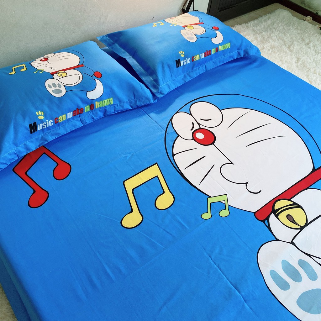 Bộ Ga Gối Cotton Tina LIDACO cho bé - Doraemon Music