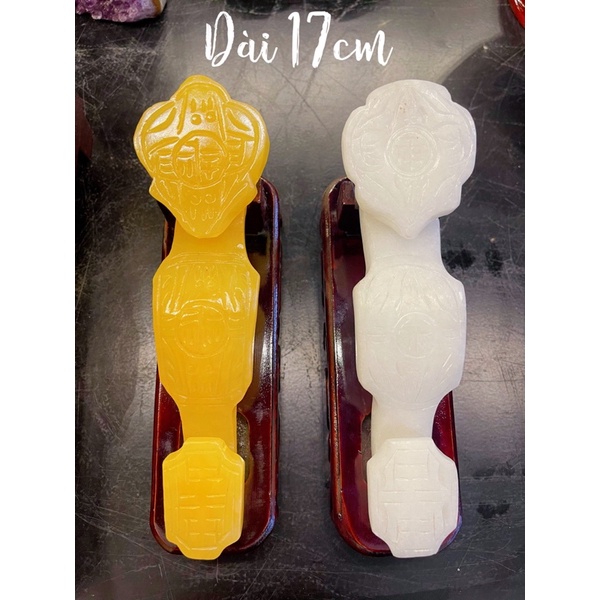 Gậy Như Ý Đá Ngọc Hoàng Long &amp; Đá Ngọc Onyx Trắng Phong Thuỷ