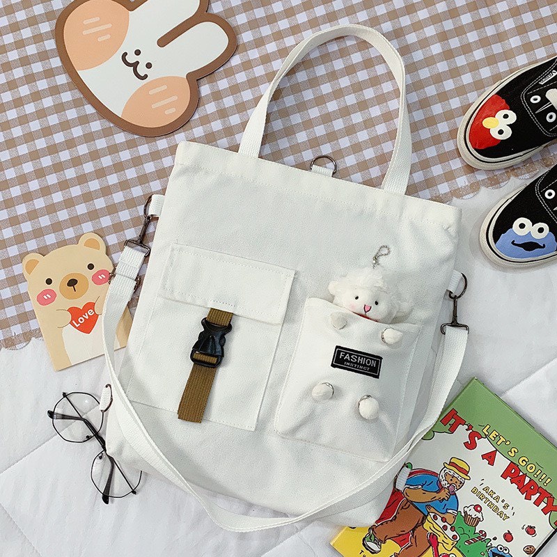 Túi đeo chéo SAM CLO bag canvas thời trang Hàn Quốc ULZZANG , đựng sách, đi chơi, đi học CON CỪU không kèm phụ kiện