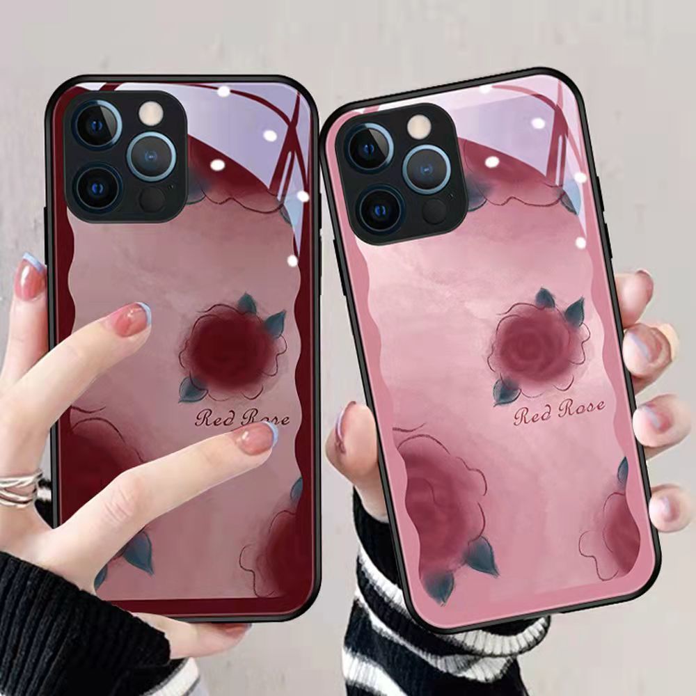 Ốp Điện Thoại Tráng Gương Họa Tiết Hoa Hồng Xinh Xắn Cho iPhone12 / 11 / 7 / xr / 13pro 12pro 6s 13