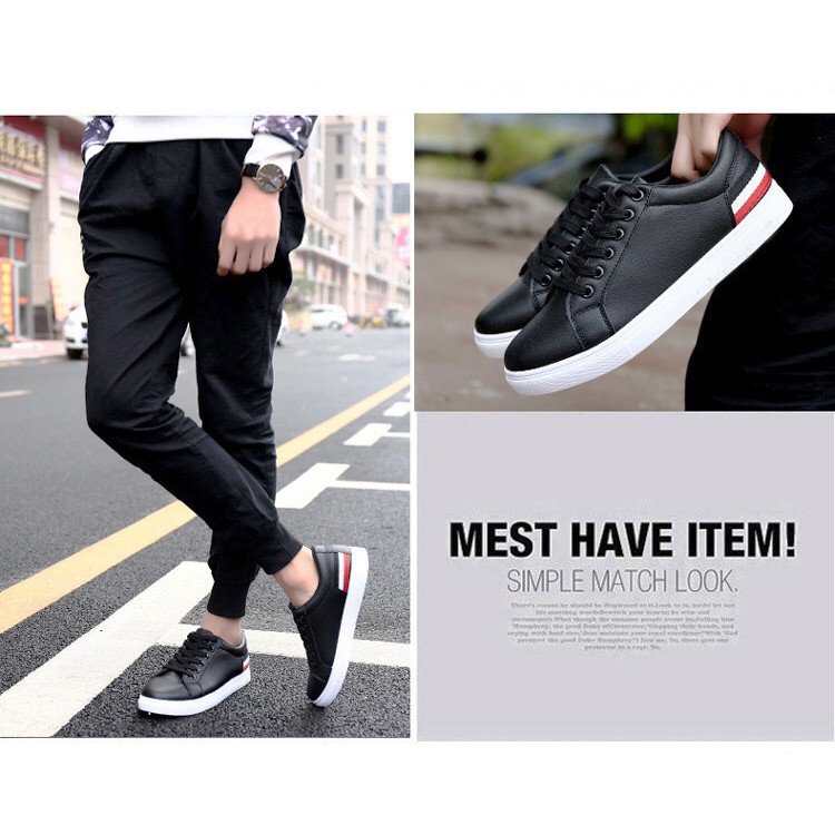 Giày nam thời trang sneaker cổ thấp- Phong cách hàn quốc ( đen sần )