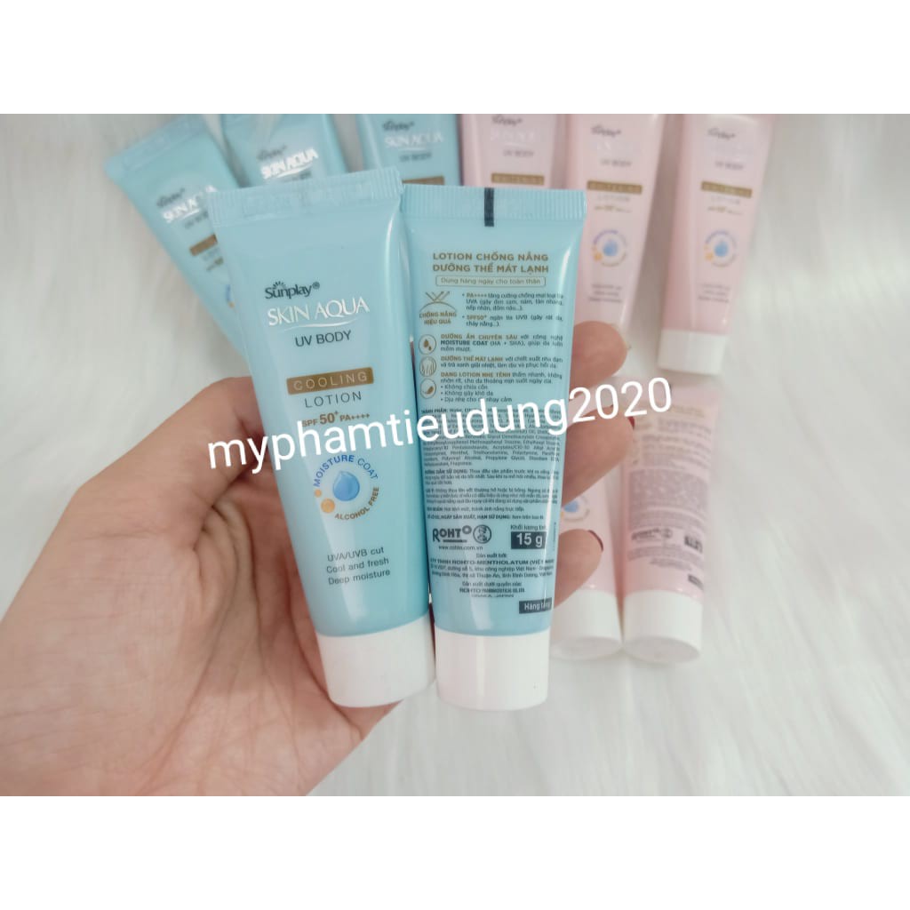 (mẫu 15g) Kem chống nắng dưỡng thể trắng mịn Sunplay Skin Aqua UV Body Whitening Lotion &Cooling LotionSPF 50+ PA++++