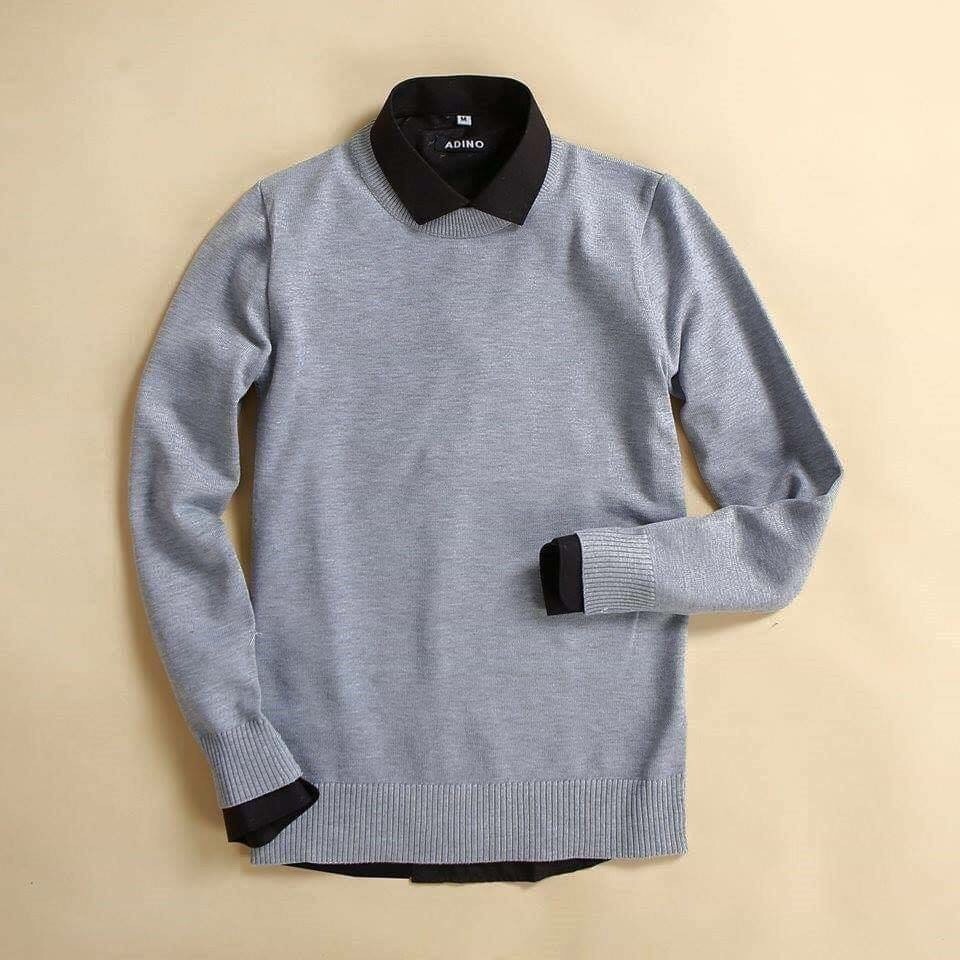 Áo len nam cổ tròn sợi pha cotton chất cực đã - aolennamhadinh