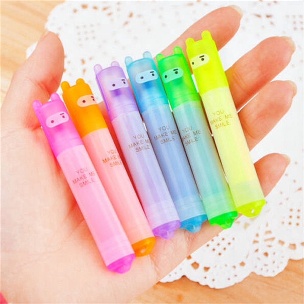 Set 6 bút đánh dấu dạ quang nhiều màu mini hình dáng dễ thương