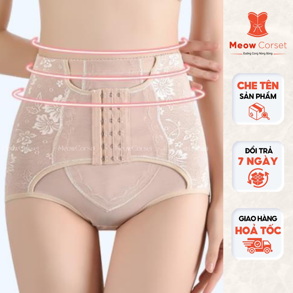 Quần gen nịt bụng mặc váy có móc cài chống cuộn giảm mỡ bụng 5-7cm 8813
