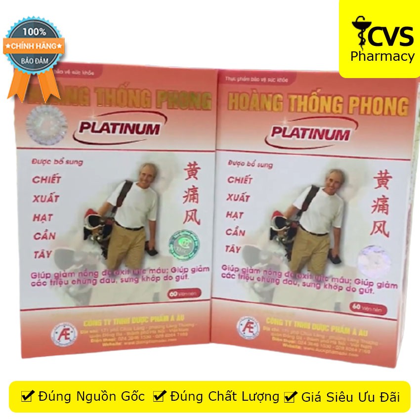 Hoàng Thống Phong Platinum 60 viên - giảm các triệu chứng đau khớp do gút - cvspharmacy
