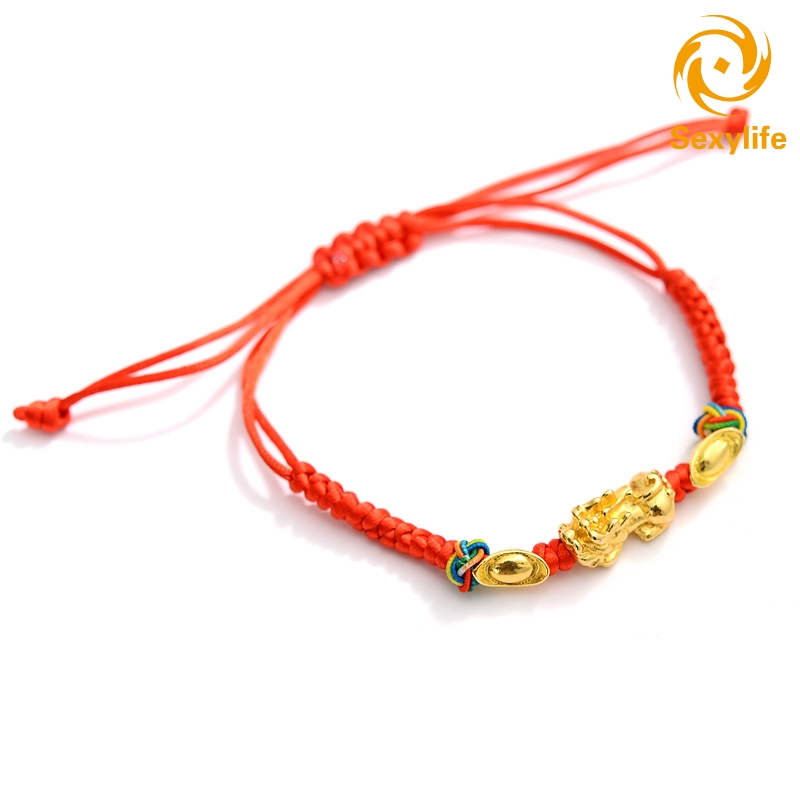 Vòng đeo tay bùa hộ mệnh Pi Xiu vàng thiết kế dây đỏ