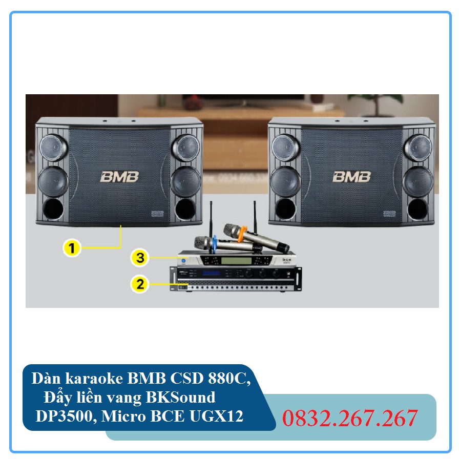 Dàn BMB CSD 880C, Đẩy liền vang BKSound DP3500, Micro BCE UGX12