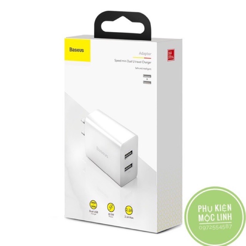 [ Bảo hành 12 tháng ] Củ sạc nhanh 2 cổng Baseus Chống cháy nổ Speed Mini Dual U Charger CCFS-M02