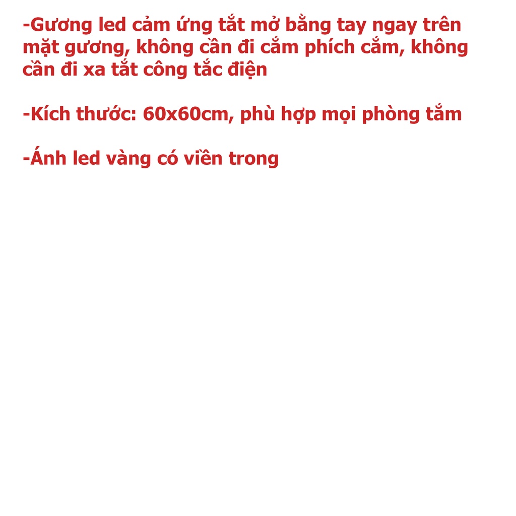 Gương Led CẢM ỨNG TẮT MỞ trên gương không cần đi xa cắm điện, gương led nhà tắm thông minh ZC1 kích thước 50x70cm