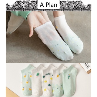 Vớ cổ thấp chất liệu mỏng nhẹ in họa tiết dễ thương thời trang xuân hè cho nữ